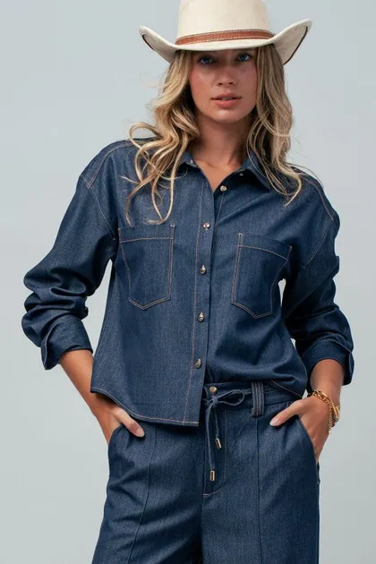 Denim Utility Shirt — denim tops & blouses from Pieces of a Dream