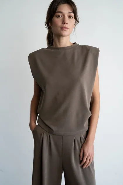 Structured Sleeveless Top (2 Color Ways) — brown tops & blouses from Pieces of a Dream
