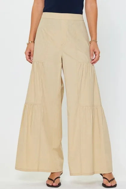 Cotton Tiered Wide Leg Pants (2 Color Ways) — blue pants & trousers from Pieces of a Dream