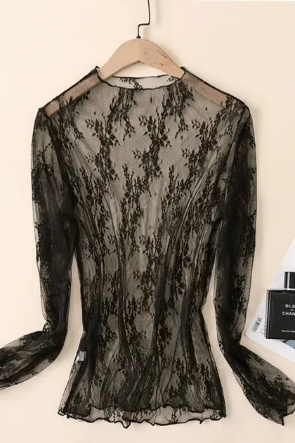 Romance Lace Mesh Top (2 Color Ways) — black tops & blouses from Pieces of a Dream