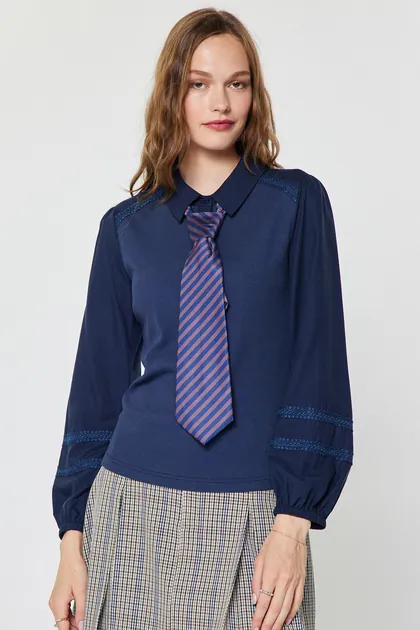 Striped Twilly Neck Tie — blue accessories from Pieces of a Dream
