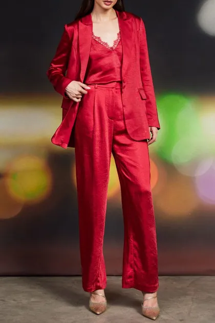 Luxurious Satin Blazer — red outerwear & jackets from Pieces of a Dream