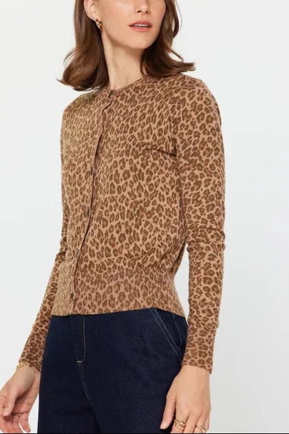 Leopard Print Knit Cardigan — brown sweaters & knits from Pieces of a Dream