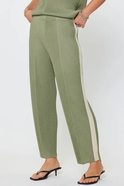 Pleated Tapered Pants W/side Panels — green pants & trousers from Pieces of a Dream