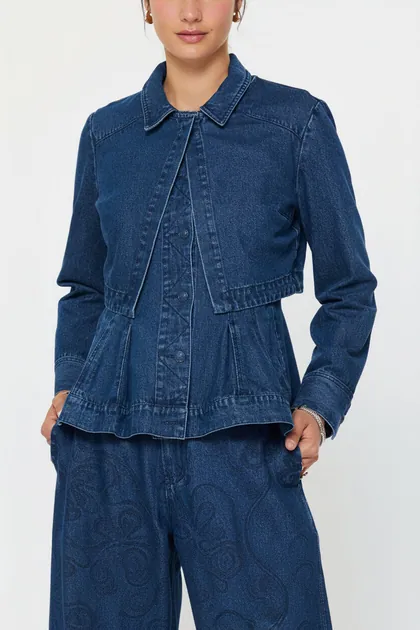 Denim Layered Jacket & Vest Set — denim tops & blouses from Pieces of a Dream