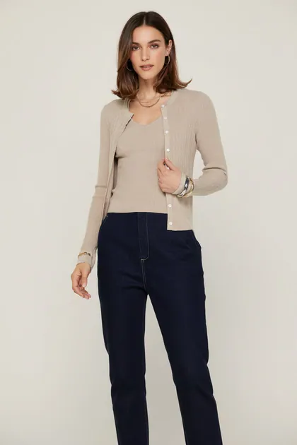 Ribbed Tank And Cardigan Set — tan tops & blouses from Pieces of a Dream