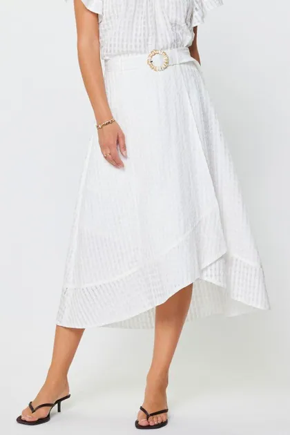 Asymmetric Hem Midi Skirt (2 Color Ways) — black skirts from Pieces of a Dream