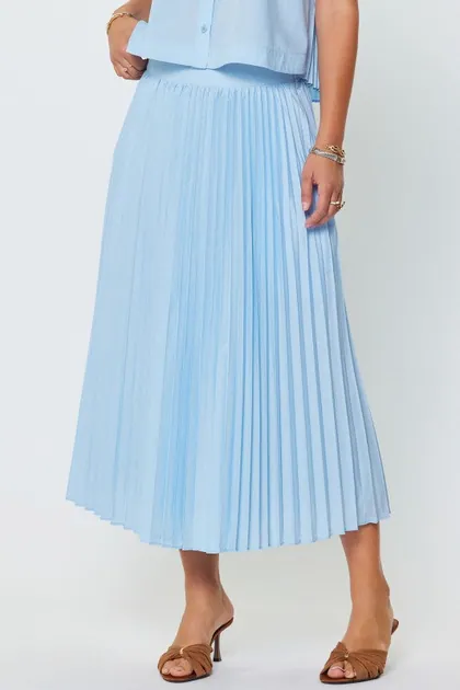 Lightweight Pleated Midi Skirt (2 Color Ways) — blue skirts from Pieces of a Dream