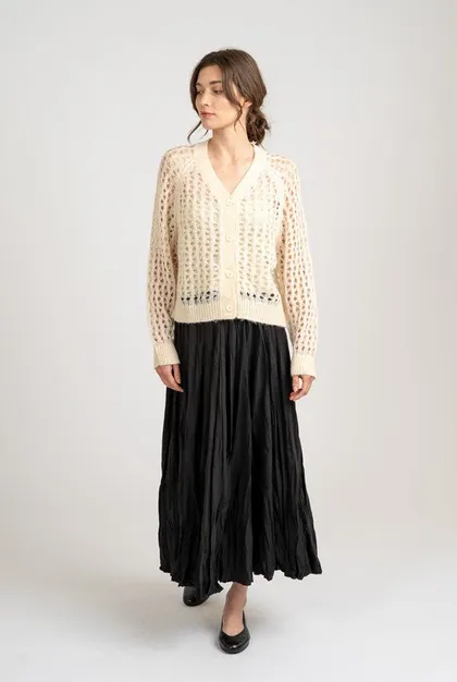Black Crinkle Maxi Skirt — black skirts from Pieces of a Dream