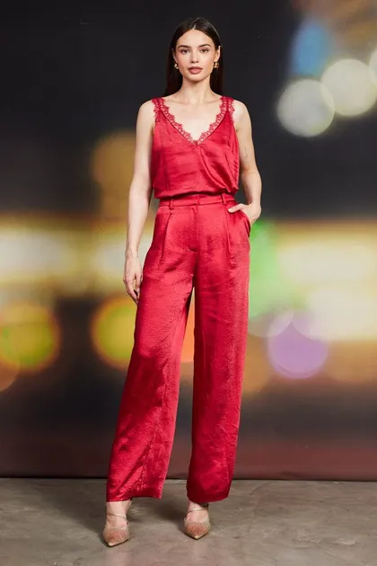 Effortless Satin Wide Leg Pants — red pants & trousers from Pieces of a Dream