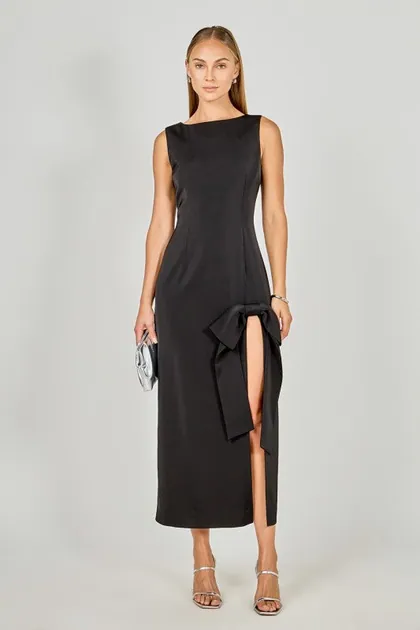 Bow Detail Sleeveless Maxi Dress — black dresses from Pieces of a Dream
