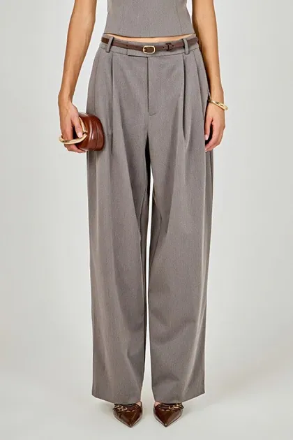 Relaxed Grey Pleated Trousers — grey pants & trousers from Pieces of a Dream