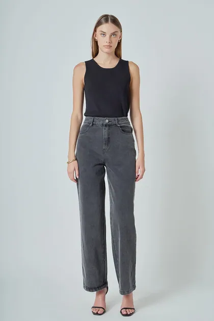 Washed Black Straight-Leg Jeans — black jeans & denim from Pieces of a Dream