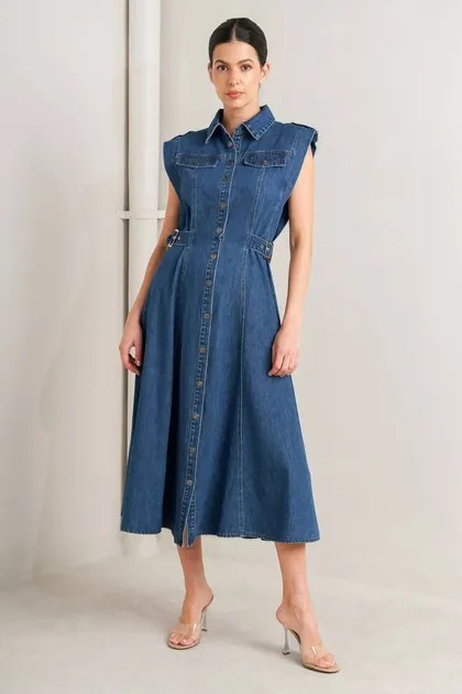 Modern Muse Denim Midi Dress — denim dresses from Pieces of a Dream