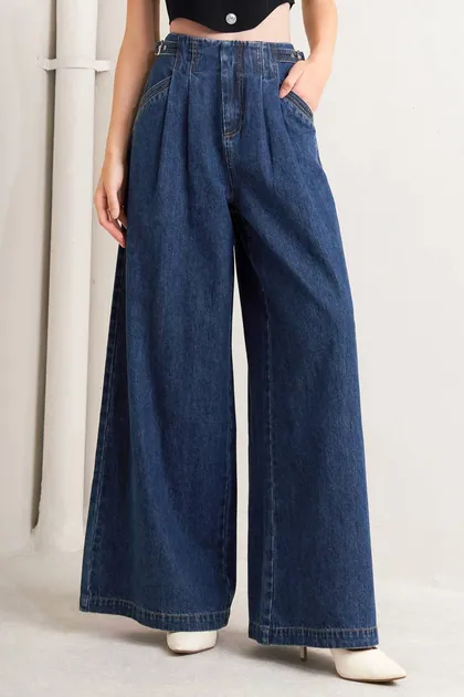 Side Buckle Detail Denim Pants — denim jeans & denim from Pieces of a Dream