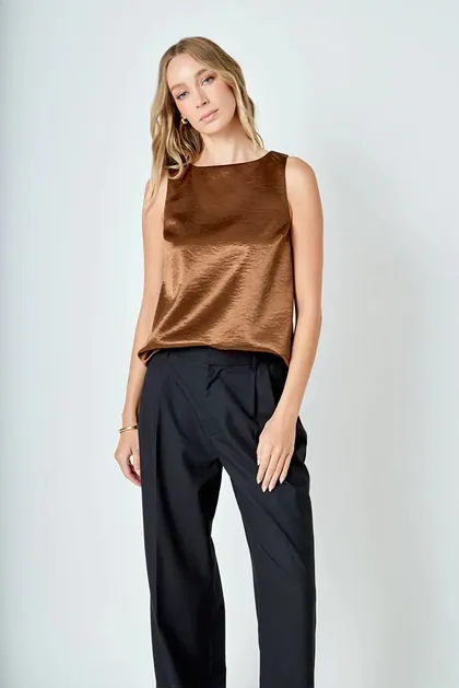 Chic Satin Velvet Top — brown tops & blouses from Pieces of a Dream