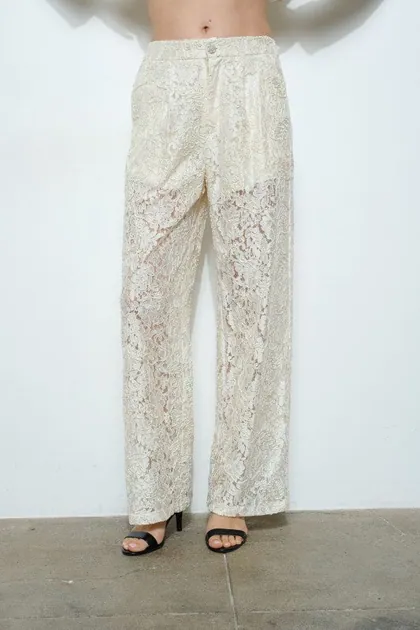 High Waist Lace Trousers — ivory pants & trousers from Pieces of a Dream