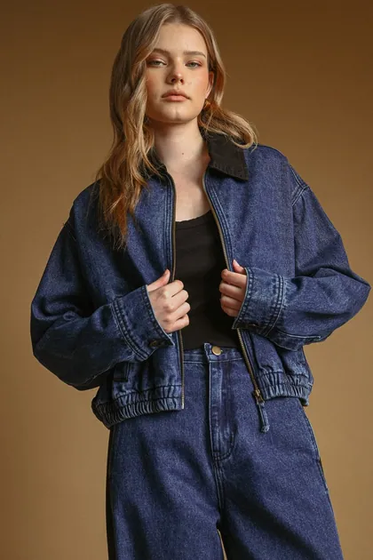 Color Contrasted Denim Jacket — denim outerwear & jackets from Pieces of a Dream