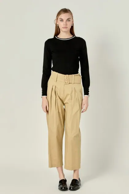 High Waist Belted Wide Leg Pants — khaki pants & trousers from Pieces of a Dream