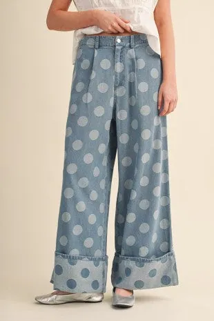 Polka Dot Wide Leg Denim Pants — jeans & denim from Pieces of a Dream