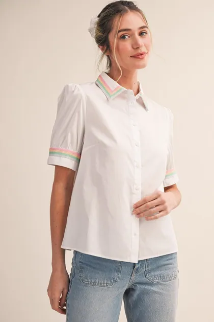 The Cotton Candy Shirt — white tops & blouses from Pieces of a Dream