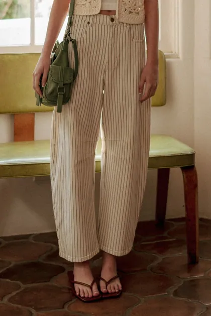 Pinstriped Barrel Pants — black pants & trousers from Pieces of a Dream