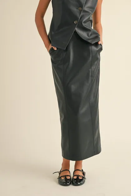 Faux Leather Maxi Skirt — skirts from Pieces of a Dream