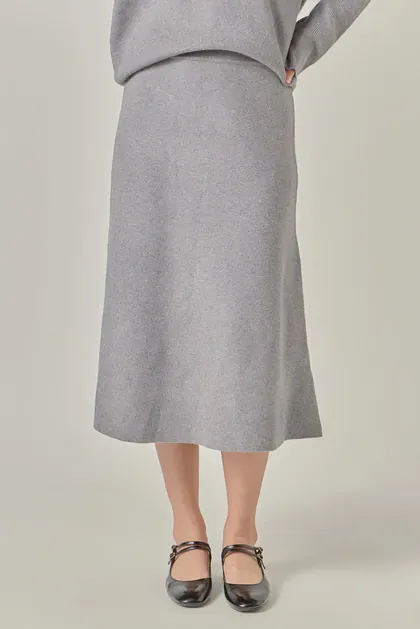 Knit Midi Skirt — grey skirts from Pieces of a Dream