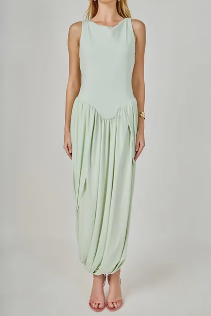 Celeste Drape Maxi Dress — green dresses from Pieces of a Dream