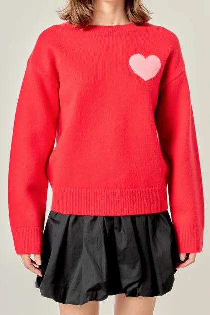 Heart Detail Knit Sweater — pink sweaters & knits from Pieces of a Dream