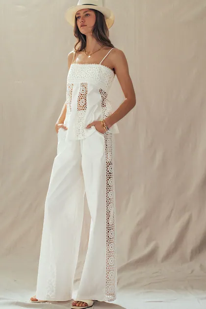 Capri Breeze Cami & Wide-Leg Pant Set — white pants & trousers from Pieces of a Dream