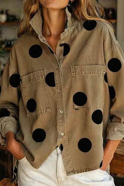 Effortless Asymmetrical Polka Dot Blouse — black tops & blouses from Pieces of a Dream
