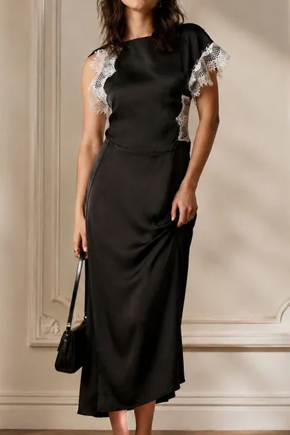 Midnight Lace Elegance Dress — black dresses from Pieces of a Dream
